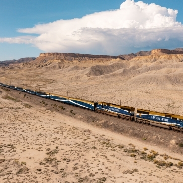 Image of Canyon Spirit train in a desert